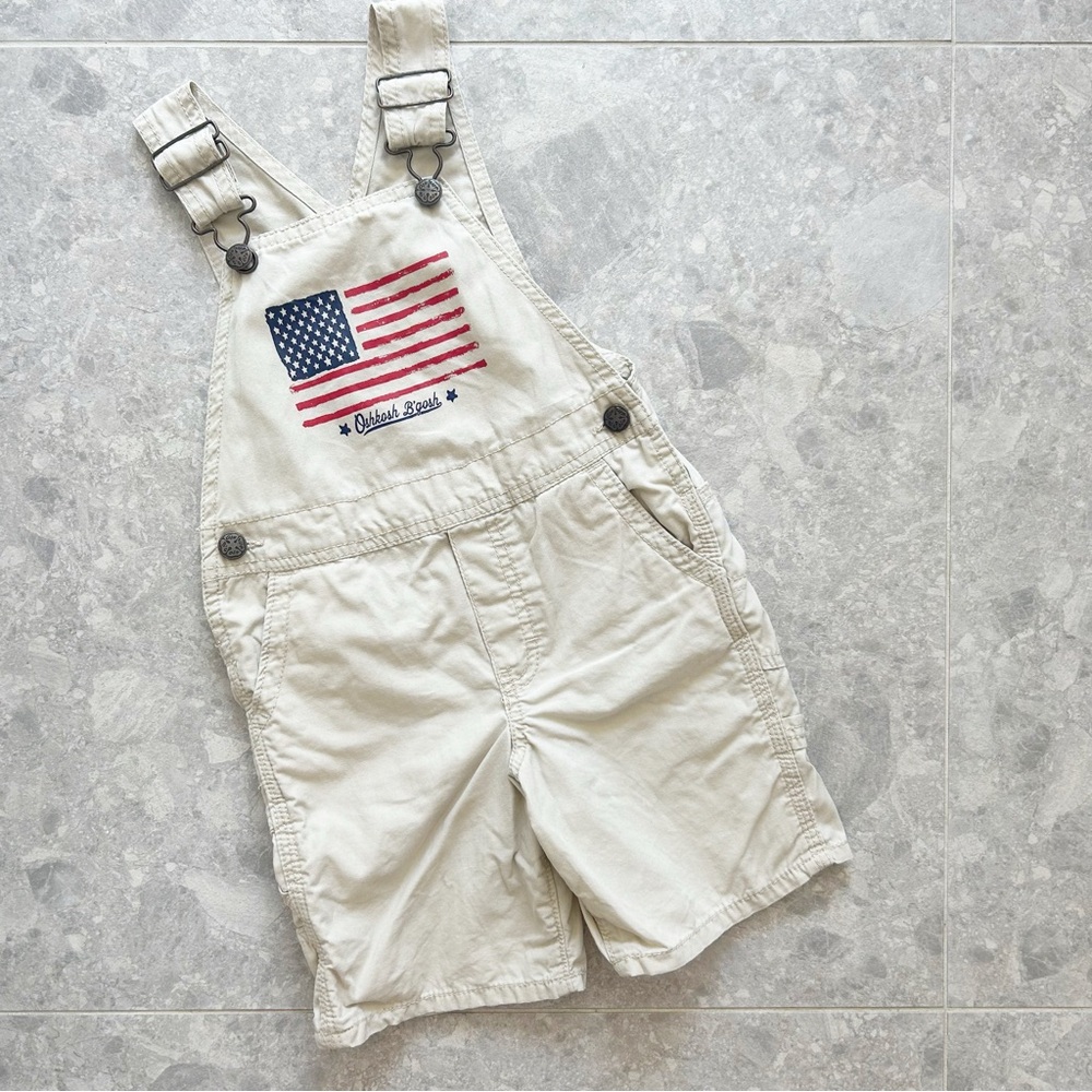 Oshkosh USA Flag Shortalls Size 4